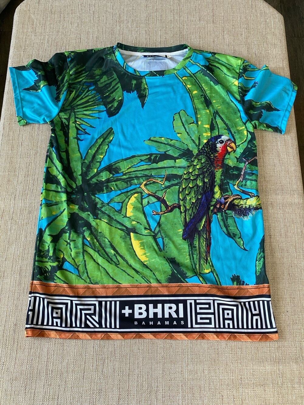 Bahari Bahamas Parrot Tropical Graphic T-Shirt Short Sleeve Mens Large L
